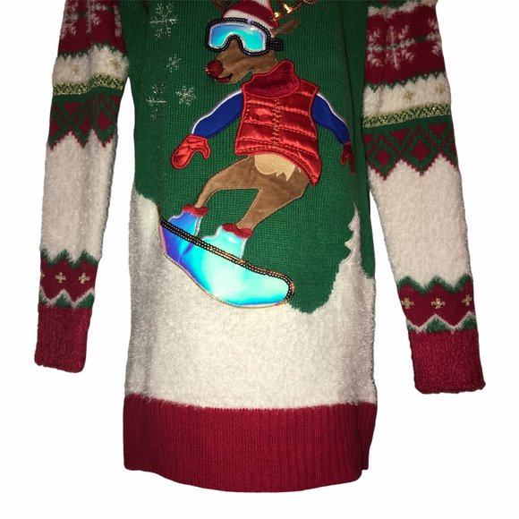 NWT It's Our Time Snowboarding Reindeer Tunic L - Picture 4 of 9